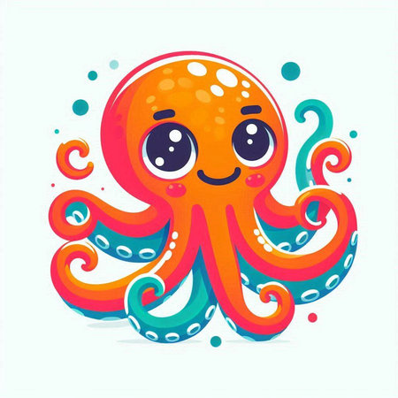 Cute cartoon octopus. Vector illustration on a white background.のイラスト素材