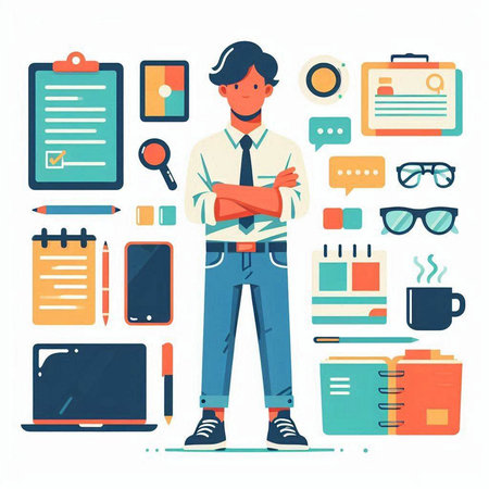 Flat design modern vector illustration concept of business, office, education, training, training, presentation, web design.のイラスト素材