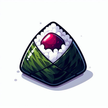 Illustration of a sushi roll with a red heart on top.のイラスト素材