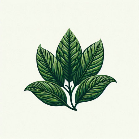 Leaves of a tea plant. Hand-drawn illustration. Vector.のイラスト素材