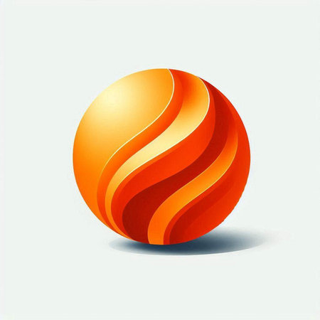 abstract orange sphere with shadow on a white background, vector illustrationのイラスト素材