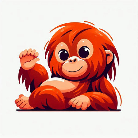 Cute little baby monkey isolated on white background. Vector illustration.のイラスト素材
