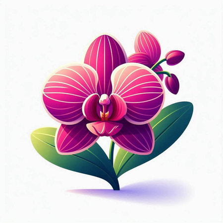 Beautiful pink orchid on a white background. Vector illustration.のイラスト素材