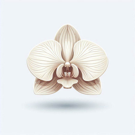 White orchid flower isolated on white background.  Vector illustration.のイラスト素材