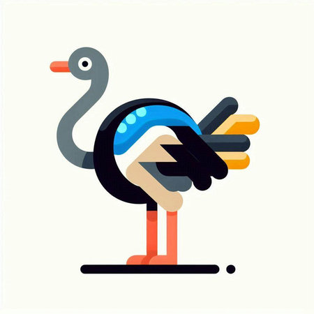 Ostrich flat vector illustration. Bird icon. Vector illustration.のイラスト素材