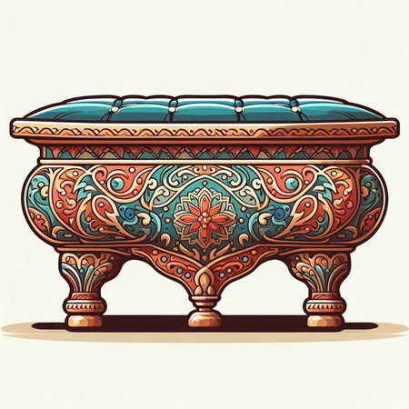 Vintage decorative pot with floral ornament. Hand drawn vector illustration.のイラスト素材