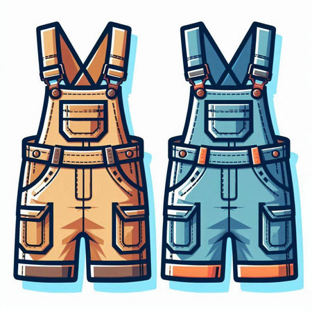 Protective work overalls. Hand drawn vector illustration in cartoon style.のイラスト素材