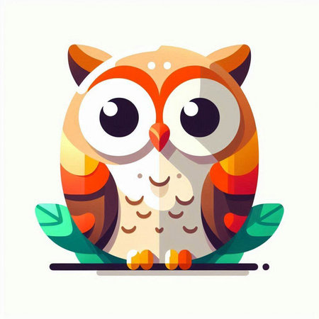 Cute owl with big eyes. Vector illustration in flat style.のイラスト素材