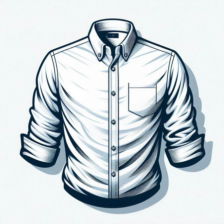 Men's shirt on a white background. Hand-drawn illustration.のイラスト素材