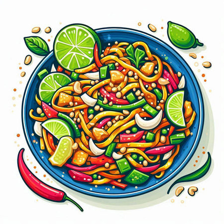 Cartoon illustration of a colorful mexican papaya salad.のイラスト素材