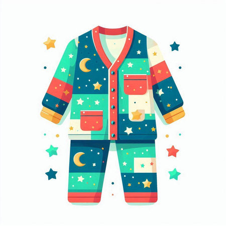 Children's pajama with a pattern of stars. Vector illustrationのイラスト素材