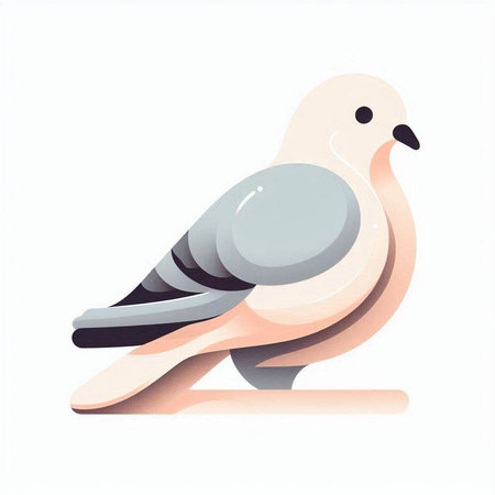 Pigeon isolated on white background. Vector illustration in flat style.のイラスト素材