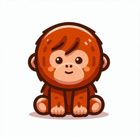 Cute cartoon monkey. Vector illustration isolated on a white background.のイラスト素材