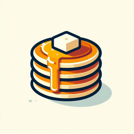Pancakes with honey. Vector illustration of a stack of pancakes.のイラスト素材