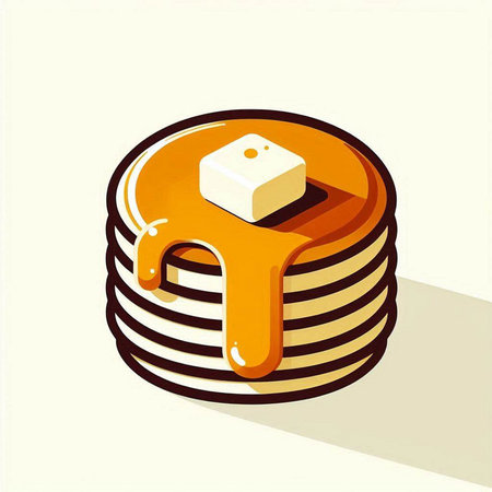Pile of pancakes with honey, 3d isometric vector illustrationのイラスト素材