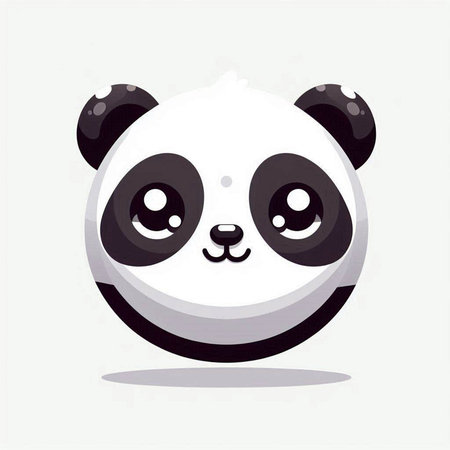 Cute cartoon panda face. Vector illustration in flat style.のイラスト素材