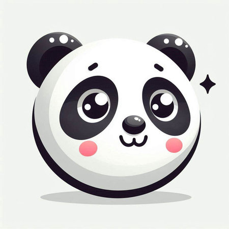 Cute cartoon panda face on white background. Vector illustration.のイラスト素材