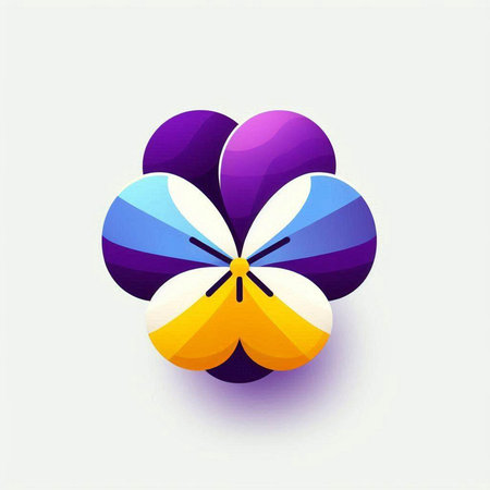 abstract flower icon. Vector illustration of a colorful flower with shadowのイラスト素材