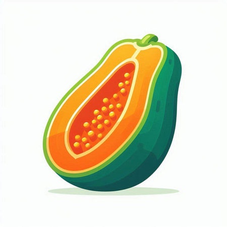 Papaya fruit isolated on a white background. Vector illustration.のイラスト素材