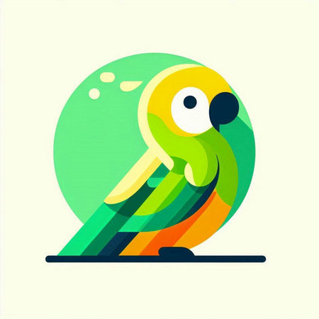 cute parrot icon in flat design style. vector illustration.のイラスト素材