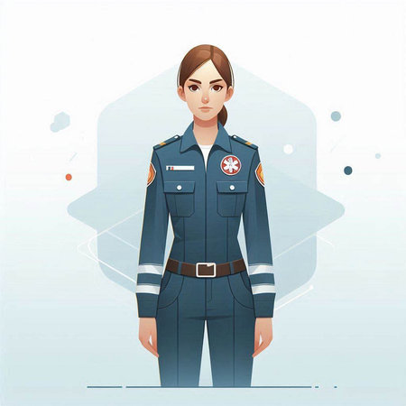 Policewoman in uniform. Vector illustration of a police officer.のイラスト素材