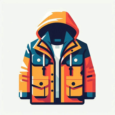 Winter jacket. Vector illustration in flat style. Isolated on white background.のイラスト素材