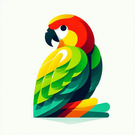 Colorful parrot isolated on a white background. Vector illustration.のイラスト素材