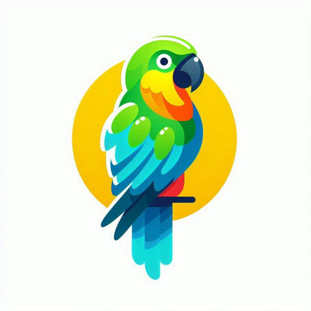 Colorful parrot on a white background. Vector illustration in a flat style.のイラスト素材