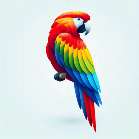 Colorful macaw parrot on white background. Vector illustration.のイラスト素材