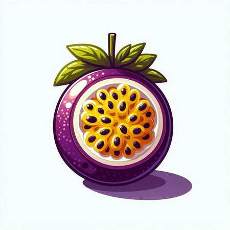 Passion fruit isolated on a white background. Vector illustration of passion fruit.のイラスト素材