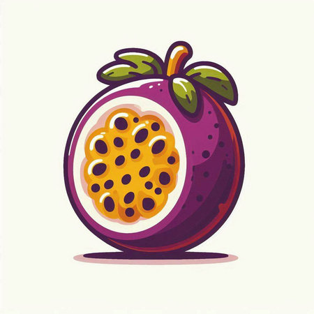 Passion fruit vector illustration isolated on white background. Passion fruit icon.のイラスト素材