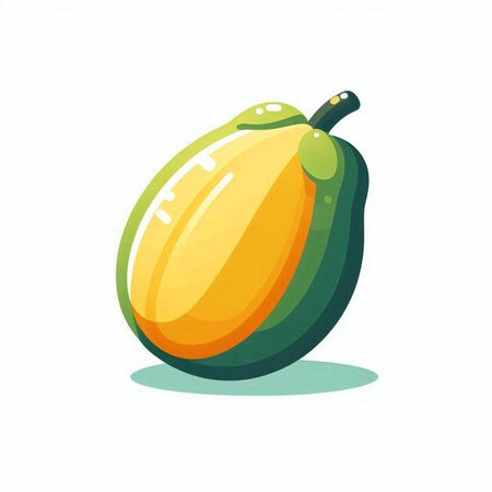 Papaya fruit isolated on a white background. Vector illustration.のイラスト素材