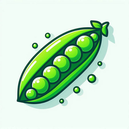 Green peas on a white background. Vector illustration of green peas.のイラスト素材