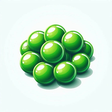 Green glossy balls on a white background. Vector illustration. Eps 10のイラスト素材