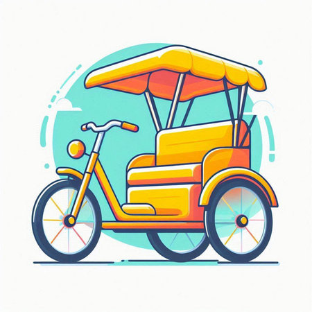 Tuk tuk taxi icon. Vector illustration in flat style.のイラスト素材