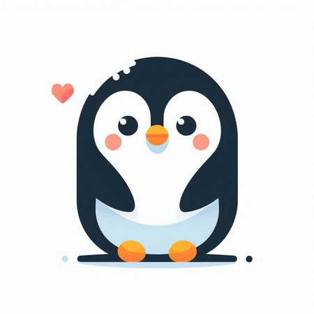 Cute cartoon penguin character. Vector illustration on white background.のイラスト素材
