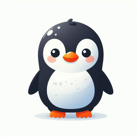 Cute cartoon penguin. Vector illustration isolated on white background.のイラスト素材