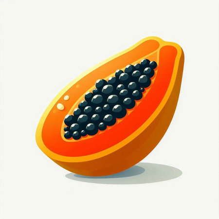 Papaya fruit on a white background. Vector illustration in cartoon style.のイラスト素材