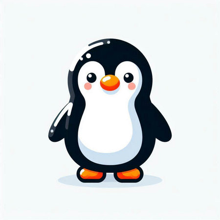Cute penguin isolated on a white background. Vector illustration.のイラスト素材
