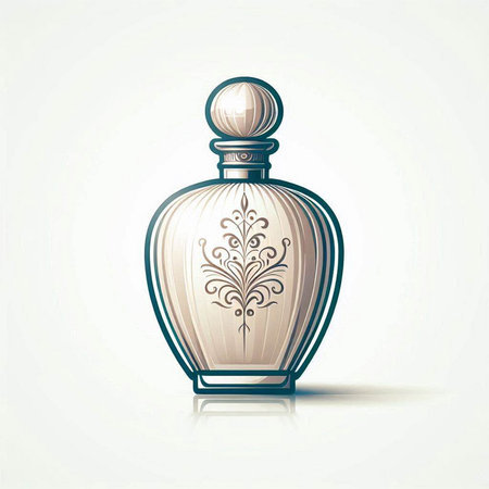 Perfume bottle with floral ornament on a white background. Vector illustration.のイラスト素材