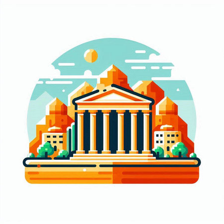 Flat style vector illustration of the ancient Greek temple in Athens, Greece.のイラスト素材