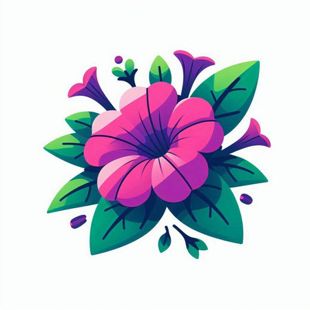 Pink flower on a white background. Vector illustration for your design.のイラスト素材