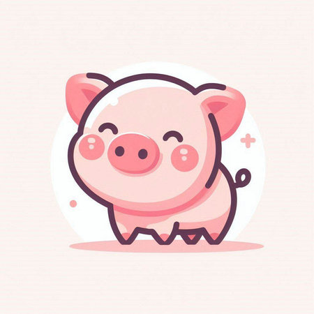 Cute pig. Vector illustration in a flat style. Cartoon style.のイラスト素材