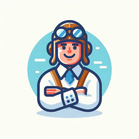 Cute cartoon aviator. Vector illustration in a flat style.のイラスト素材