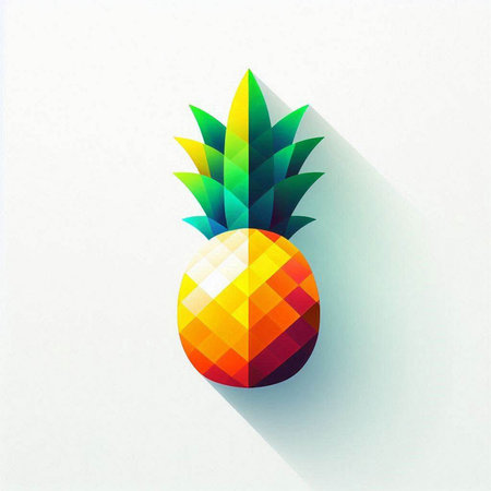 Pineapple icon with shadow on white background. Vector illustration.のイラスト素材