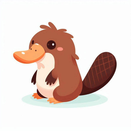 Cute cartoon platypus. Vector illustration isolated on white background.のイラスト素材