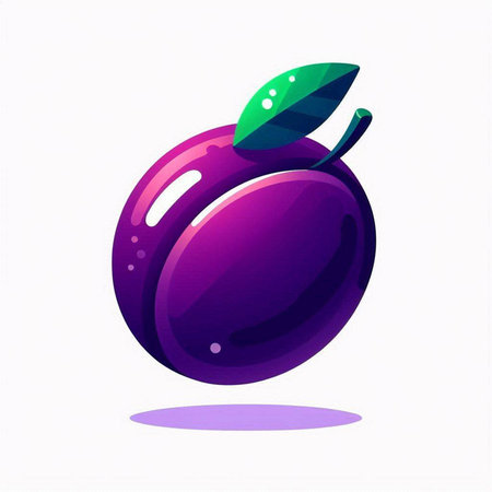Plum fruit icon. Vector illustration. Isolated on white background.のイラスト素材
