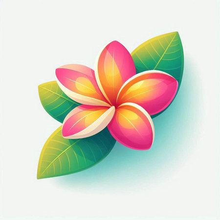 vector illustration of frangipani flower on a white background.のイラスト素材