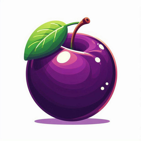 Purple plum isolated on white background. Vector illustration. Eps 10.のイラスト素材
