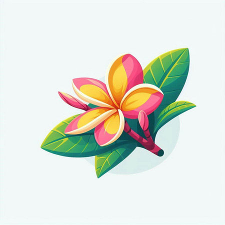 Frangipani flower on white background. Vector illustration for your designのイラスト素材